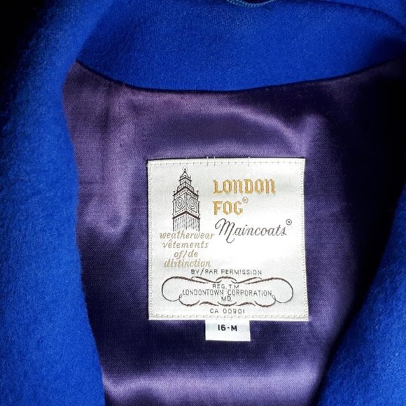 "London Fog" Royal blue wool coat. Size 16 - Picture 4 of 4